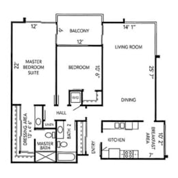 2 beds, 2 baths, 1,431 sqft, $5,000