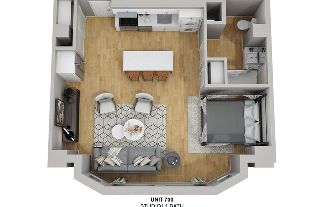 Studio, 1 bath, 434 sqft, $2,450, Unit 700