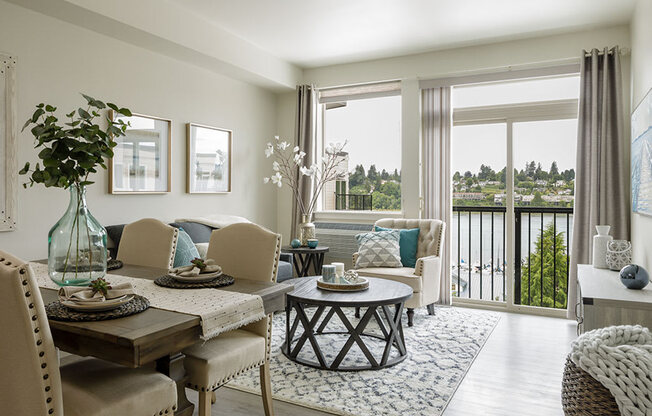 Neutral Colors Living Room With View at Harbor Heights 55+ Community, Olympia, Washington