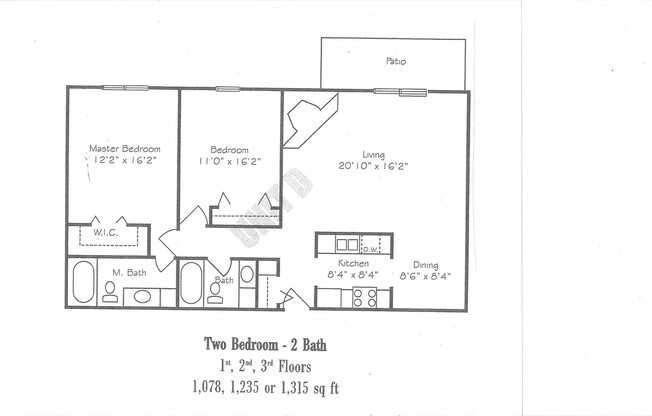 2 beds, 2 baths, 1,029 sqft, $1,090, Unit 1901-042