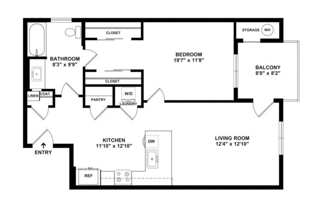1 bed, 1 bath, 757 sqft, $1,700