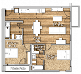 2 beds, 2 baths, 1,119 sqft, $3,100