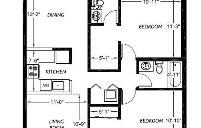 2 beds, 2 baths, 884 sqft, $2,595, Unit 3E