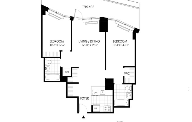 2 beds, 2 baths, $5,975, Unit 206