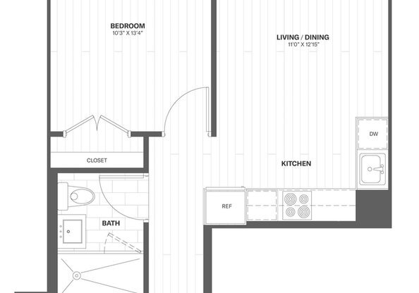 1 bed, 1 bath, 559 sqft, $5,582, Unit 2304