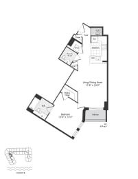 1 bed, 1.5 baths, 679 sqft, $2,198