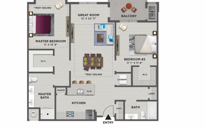2 beds, 2 baths, 1,046 sqft, $2,410, Unit 7317