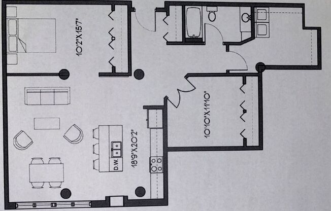 2 beds, 1 bath, 1,160 sqft, $1,165, Unit 222