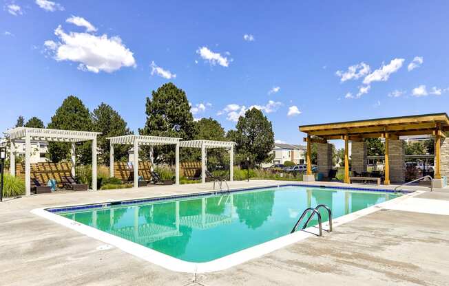 the swimming pool at the preserve apartments