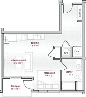 Studio, 1 bath, 596 sqft, $1,581