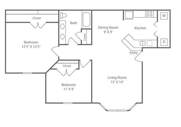 2 beds, 1 bath, 845 sqft, $1,245