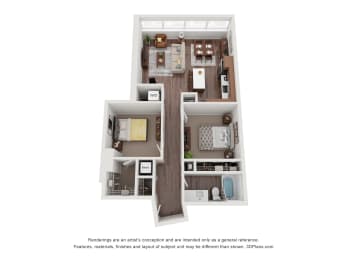 2 beds, 1 bath, 962 sqft, $1,719