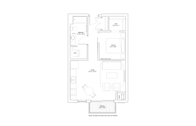 Studio, 1 bath, 614 sqft, $1,485