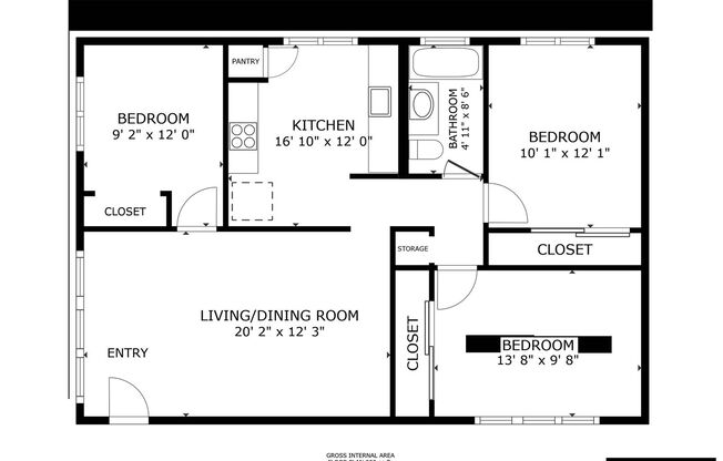 3 beds, 1 bath, 925 sqft, $3,095, Unit 04