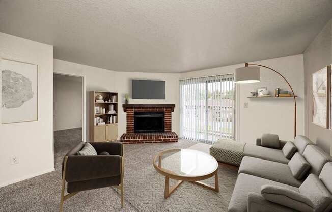 Living Area with Fireplace