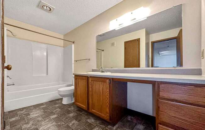 a bathroom with a sink toilet and a mirror