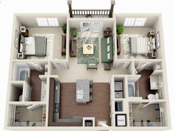 2 beds, 2 baths, 1,075 sqft, $1,920