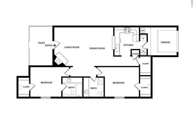 2 beds, 2 baths, 1,068 sqft, $1,753