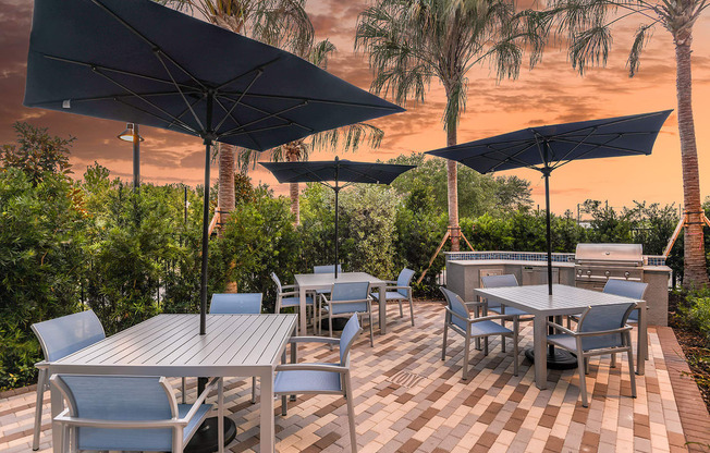 Outdoor kitchen grilling area at The Exchange Luxury Apartments in St. Petersburg, FL