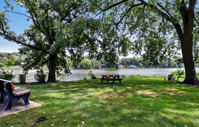 Lake side trees at The View Apartments St Charles, St Charles, 60174