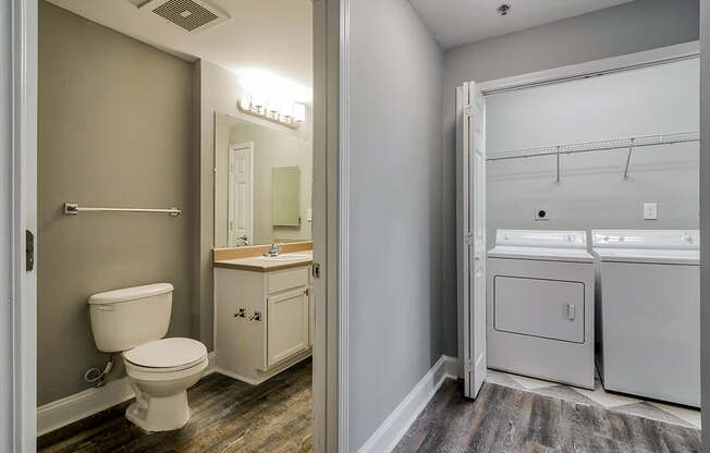 Bath room and washer and dryer