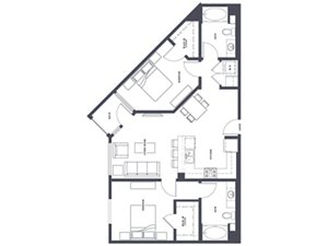 2 beds, 2 baths, 1,070 sqft, $3,895