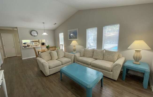 a living room with a couch and a table