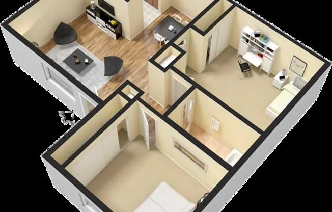 2 beds, 1 bath, 829 sqft, $1,100