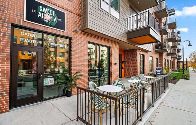A building with a sign that says "Sweet Aloha" is shown.