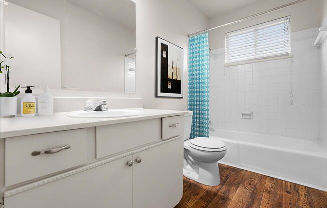 a bathroom with a toilet sink and a bath tub