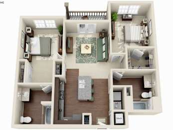 2 beds, 2 baths, 1,041 sqft, $1,795