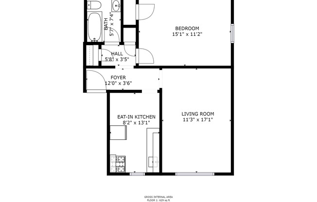 1 bed, 1 bath, 642 sqft, $1,375, Unit 4102P3