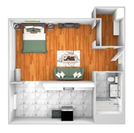 Studio, 1 bath, 480 sqft, $1,427