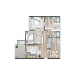 2 beds, 2 baths, 960 sqft, $1,188