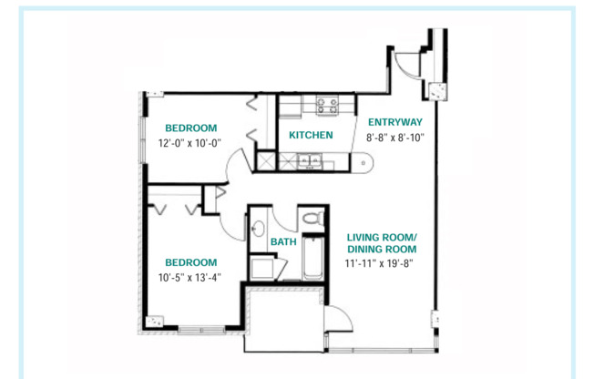 2 beds, 1 bath, 946 sqft, $1,995, Unit 0806