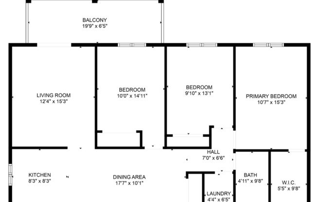 3 beds, 1 bath, 1,070 sqft, $965, Unit 1415-101