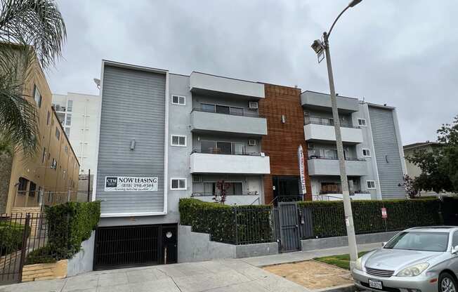 Street enterance to gated garage at The Carlton Apartments in HollyWood, California.