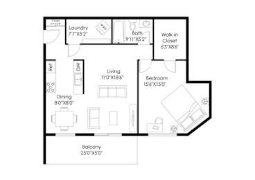 1 bed, 1 bath, 793 sqft, $1,472