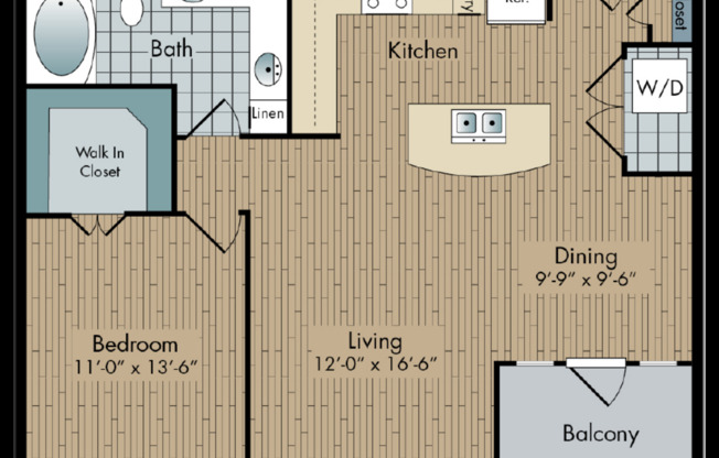 1 bed, 1 bath, 822 sqft, $1,895