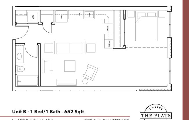 1 bed, 1 bath, 652 sqft, $1,725, Unit 522