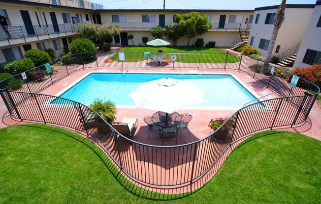 Ocean View Townhomes pool aerial view of pool