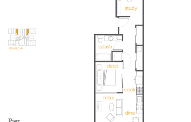 1 bed, 1 bath, 634 sqft, $1,795, Unit 112