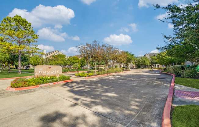 A sunny day at the entrance of a place called