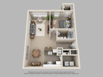 1 bed, 1 bath, 834 sqft, $995