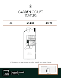 Studio, 1 bath, 477 sqft, $1,425