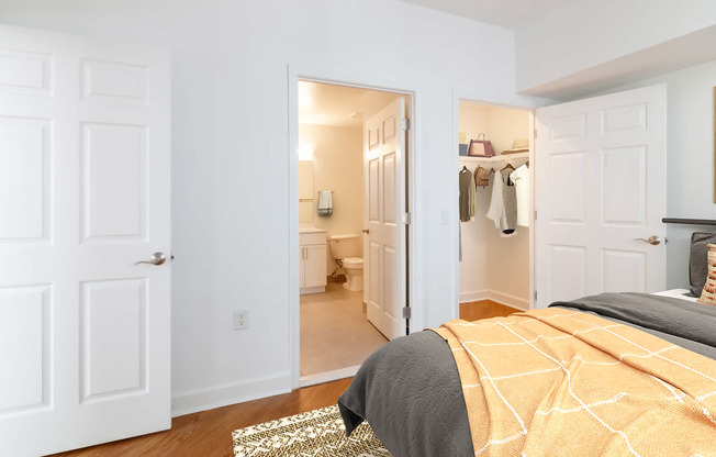 Bedroom with hard surface flooring