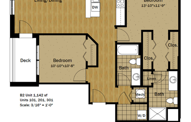 2 beds, 2 baths, 1,142 sqft, $4,500, Unit Unit 201