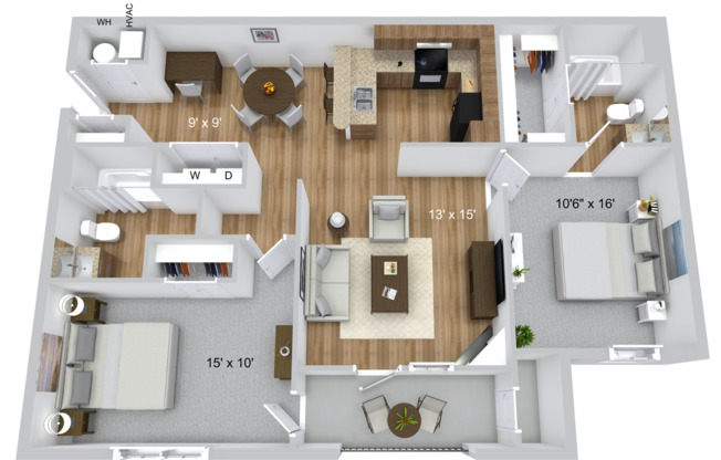 2 beds, 2 baths, 1,056 sqft, $1,395, Unit 1039-22
