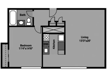 1 bed, 1 bath, 726 sqft, $2,355