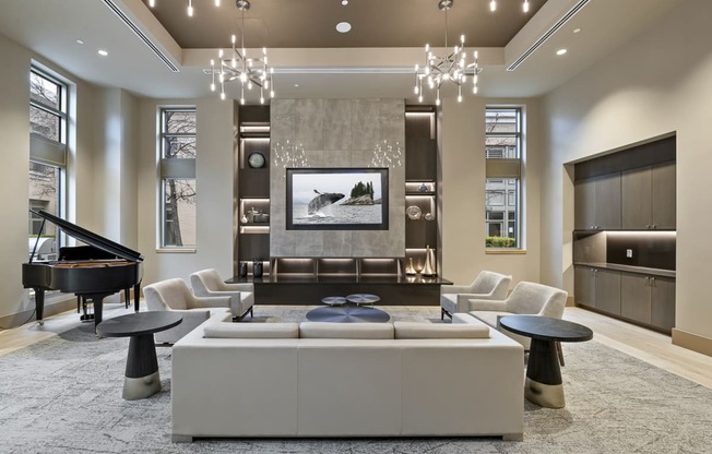 a living room filled with furniture and a flat screen tv